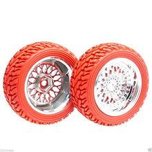 Load image into Gallery viewer, RC 2084-8019 Plating Wheel &amp; Rally Tires Red For HSP 1:10 On-Road Rally Car
