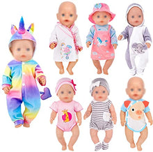 Load image into Gallery viewer, iBayda 7 Sets Doll Clothes Accessories Play Set Include Rompers Dress Outfits Hat for 14-16 inch Dolls (No Doll)

