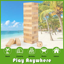 Load image into Gallery viewer, Costzon Giant Tumbling Timber Toy, 54 PCS Wooden Block Stacking Game w/ Convenient Carrying Bag, Attached Dice, Curved Edge, Solid Pine Wood, Perfect for Wedding, Game Night, Family Gathering, Natural
