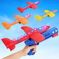 Aizoer 3 Pack Airplane Toy with Launcher,2 Flight Mode Catapult Plane Toy for Kids,12.6