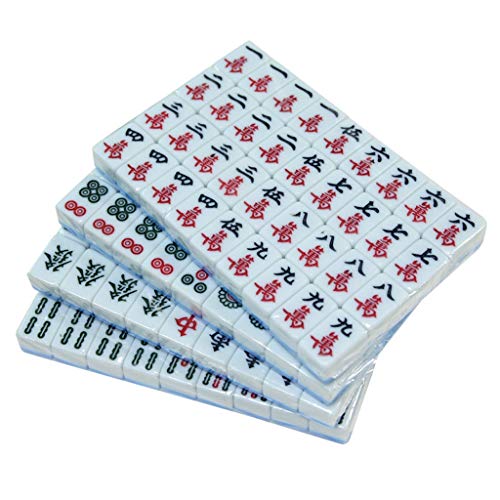 Mahjong Set MahJongg Tile Set Chinese Mahjong Game Set, Including 144 Tile Dice, Storage Bag (for Chinese Style Game Play) Chinese Mahjong Game Set (Color : Blue, Size : 42#)