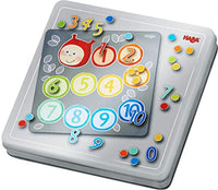 HABA Magnetic Travel Tin Numbers - 178 Magnetic Pieces with 4 Background Scenes for Ages 5+
