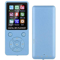 Portable MP3 MP4 Music Player,Mini Bluetooth Ultra-Thin Radio/Recording/Video/E-Book Student Music Player with Eight-Diagram Tactics Button,Support 32G Memory Card(Blue)