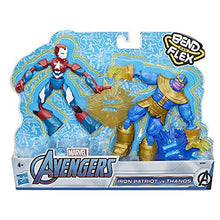 Load image into Gallery viewer, Marvel Avengers Bend and Flex Iron Patriot vs. Thanos Toy Dualpack, 6-Inch Flexible Action Figures, Includes 2 Blast Accessories, for Kids Ages 6 and Up
