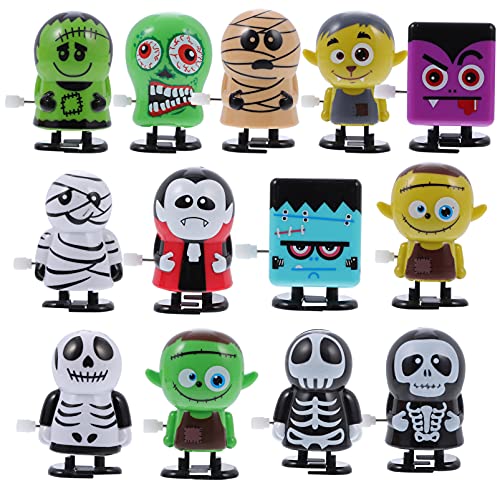 jojofuny 13Pcs Halloween Wind- Up Toys, Skeleton/ Ghost/ Mummy Clockwork Toys, Walking Toys Trick Toy for Halloween Goody Bag Filler