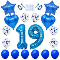 Yijunmca Blue 19 Number Balloons Kit Jumbo Number 19 32