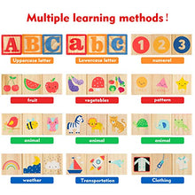 Load image into Gallery viewer, GEMILEO Wooden ABC Toy Building Blocks for Toddlers 1-3 36 PCS Wood Baby Alphabet Number Blocks for Stacking Learning Preschool Educational Montessori Sensory Toys for Kids Boys Girls Gifts 1.65&quot;
