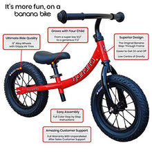 Load image into Gallery viewer, Banana GT Balance Bike Red - Lightweight Toddler Balance Bikes for 2, 3, 4, and 5 Year Old Kids - Push Bikes for Children with No Pedals - Aluminium with Air Tires and Adjustable Seats Variations
