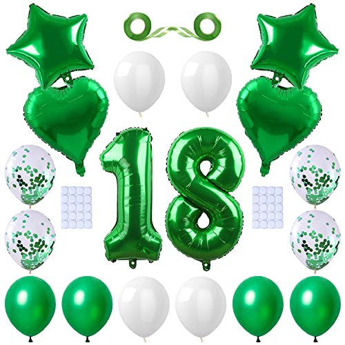 Yijunmca Green 18 Number Balloons Kit Jumbo Number 18 32