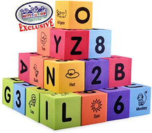 Load image into Gallery viewer, Deluxe 2&quot; EVA Foam Colorful Building Blocks (30 PCS) Featuring Abc&#39;s, Numbers &amp; Pictures with Bonus Matty&#39;s Toy Stop Storage Bag
