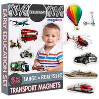 MAGDUM Transport Fridge Magnets for Toddlers - 25 Kids Magnets Fridge Magnets for Kids Refrigerator Magnets for Kids Baby Magnets Magnetic Toys Toddler Toys Baby Toys Kids Fridge Magnets