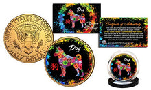 Load image into Gallery viewer, Chinese Zodiac Polychrome Genuine JFK Half Dollar 24K Gold Plated Coin - Dog
