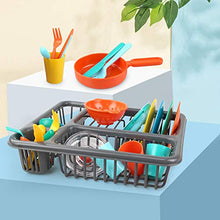 Load image into Gallery viewer, GrowthPic Pretend Play Kitchen Set for Kids, Kitchen Toys Tableware Dishes Playset with Drainer (27 Pcs )
