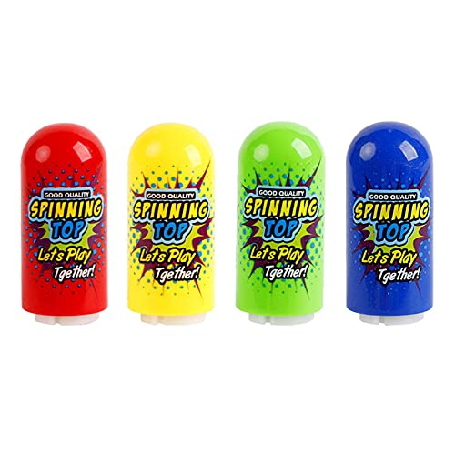 Novelty Funny Spinning Tops for Kids, 4 Packs Muti Colors and Sizes Spin Tops, Stacking or Battling Spin Toys with a Launcher Great Party Gift Favors and Prizes (Spinning Top)