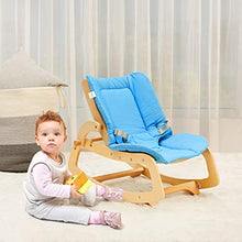 Load image into Gallery viewer, MallBest 3-in-1 Baby Bouncer Adjustable Wooden Rocker Chair Recliner with Removable Cushion and Seat Belt for Infant to Toddler (Blue)
