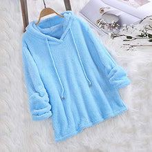 Load image into Gallery viewer, Amiley Women Fall Hoodies,Women Soft Fluffy Fur Hoodie Drawstring Solid Pullover Hooded Sweatshirt (Small, Blue)
