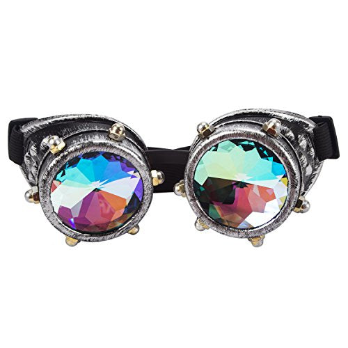 OMG_Shop Kaleidoscope Gem Goggles Vintage Style Outdoor Raves Crystal Lenses