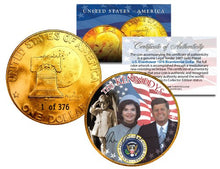Load image into Gallery viewer, 1976 Kennedy Family 24K Gold Plated IKE Dollar Each Coin Serial Numbered of 376
