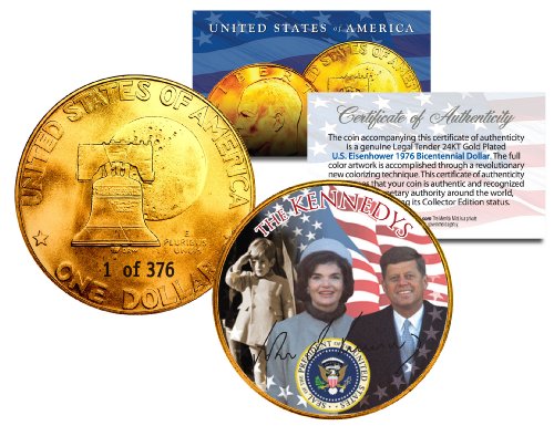 1976 Kennedy Family 24K Gold Plated IKE Dollar Each Coin Serial Numbered of 376