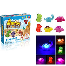Load image into Gallery viewer, 6-piece Set of Floating Toys with Lights, Dinosaur Bath Toys, Children &#39;s Birthday and Christmas Preschool Gifts and Toys (Assorted, 6 Pieces)

