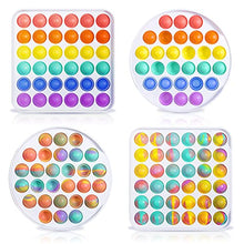 Load image into Gallery viewer, CocoKool 4-Pack Push Pop Bubble Fidget Sensory Toys, Autism Special Needs Silicone Pressure Reliever Toys, Anti-Anxiety Squeeze Sensory Toys for Kids Teens Adults (Round+Square, Mixcolor+Rainbow)
