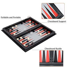 Load image into Gallery viewer, MAAIDAKI ,3 in 1 Chess Checkers Backgammon Set,12&quot; Folding Travel Magnetic Chess with Checker and Backgammon Chess Sets,Board Games for Party or Family Gathering
