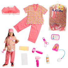 Load image into Gallery viewer, DRESS 2 PLAY Nurse Pretend Costume, Dress up Set with Accessories, 6 Pc Set Pink

