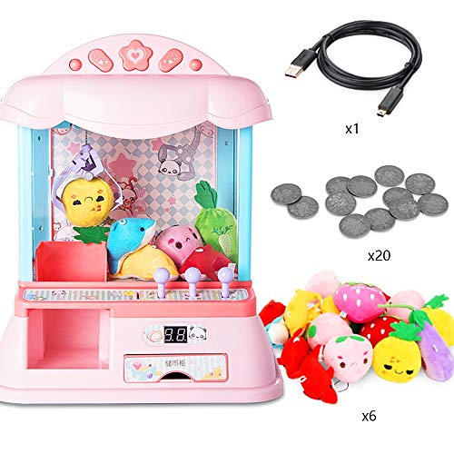 ZhaoXH Children's Mini Grabber Doll Machine Home Electric Coin Game Candy Machine Indoor Arcade Games with Lights and Musical for Boy Girl