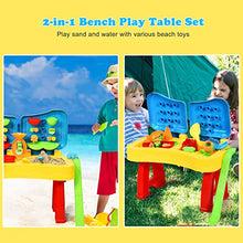 Load image into Gallery viewer, Costzon Kids Sand and Water Table, 2 in 1 Beach Play Activity Table with Cover, 27.5 x 14 x 28.5 Splash Water Table for Toddlers w/ 31 Pcs Accessories, Outdoor Indoor Beach Toy Set for Age 3+
