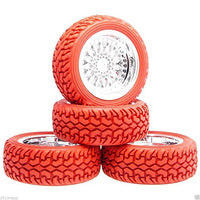 RC 2084-8019 Plating Wheel & Rally Tires Red For HSP 1:10 On-Road Rally Car