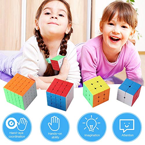  Vdealen Speed Cube Set, 2x2 3x3 4x4 5x5 Stickerless Speed Cube  Bundle- Bright Magic Cube Pack, Smooth Cube Puzzle with Gift Packing Games  Toy : Toys & Games