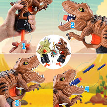 Load image into Gallery viewer, Happitry Dinosaur Blaster Gun Toys for Boys 3 4 5 6 Year Old, Small Dino Foam Guns for Toddlers Age 3-5, Cool Toddler Toy Gun Gifts for Little Kids Birthday or Christmas, 2 Pack T-rex &amp; Triceratop
