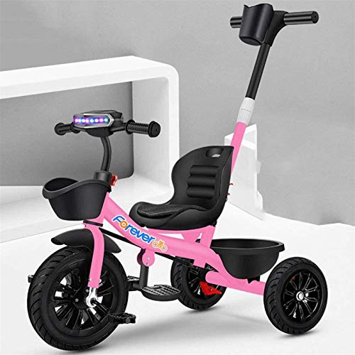 Children's Tricycle/Push Bike with Music Light/Baby Car for 1-6 Years Old/Children's Toy, Can Bear The Weight of 50 Kg,Color:Yellow (Color : Pink)