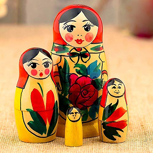 Russian Matryoshka Semenovskaya 3.5 in - Hand Made Souvenir Traditional Semenov Style Nesting Dolls Set 4 Pieces - Matriuskas Rusas