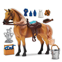 Load image into Gallery viewer, Sunny Days Entertainment Blue Ribbon Champions Deluxe Toy Horses: Quarter Horse with Articulation, Sound &amp; Grooming Accessories
