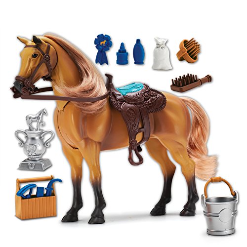 Sunny Days Entertainment Blue Ribbon Champions Deluxe Toy Horses: Quarter Horse with Articulation, Sound & Grooming Accessories