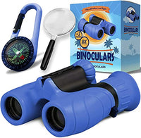 Promora Binoculars for Kids, Set with Magnifying Glass & Compass (Green)- Christmas Toys, Kids Binoculars for 3-12 Years Boys and Girls for Toddler, for Kids