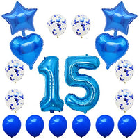 Yijunmca Blue 15 Number Balloons Kit Jumbo Number 15 32