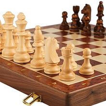 Load image into Gallery viewer, Flystoo Chess Set Wooden Folding Chess Set Big Chess Set Handwork Solid Wood Pieces Travel Board Game for Adults Outdoor Folding Chess Set
