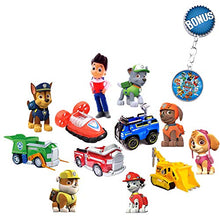 Load image into Gallery viewer, Pantyshka Paw Patrol Mini Figurines - Deluxe Set of 12 Cupcake Toppers - Premium Party Favors for Kids - Toddler Cartoon Action Figures+Paw Patrol Keychain - Fun Toys Featuring Ryder, Marshall&amp;Chase
