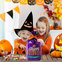 Load image into Gallery viewer, 50Pcs Halloween Candy Bags Party Bags Kids Trick Or Treat Bags Goody Bags with 1 roll Satin Ribbon for Trick or Treat Bags Halloween Party Gift Favors, Kids Halloween Party Supplies
