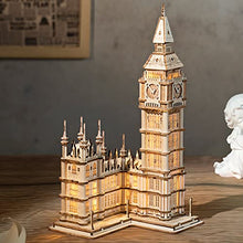 Load image into Gallery viewer, Rolife 3D Wooden Puzzles Big Ben for Adults &amp; Kids -220 Pieces 3D Puzzle London Architecture Model Kits with LED Desk Decor Gift for Teens/Adults
