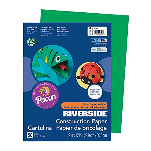 Fun Express - Riverside Paper 9x12 Green Construction - Basic Supplies - Art Supplies - Art Paper - 50 Pieces