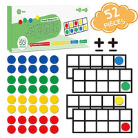 Big Magnetic Ten-Frame Set, Opret 52 Pieces Math Manipulative for Elementary Ten Frame Math Games for Kindergarten with Storage Bag, 4 Frame, 44 Counters, 2 Plus and 2 Minus