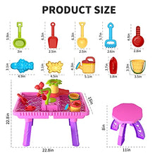 Load image into Gallery viewer, TEMI Kids Sand Water Table, 27 Pcs Summer Toys Beach Play Table Sand Molds Beach Tool Kit, Outdoor Toys Sandbox Toy Sensory Table for Toddler Boys Girls
