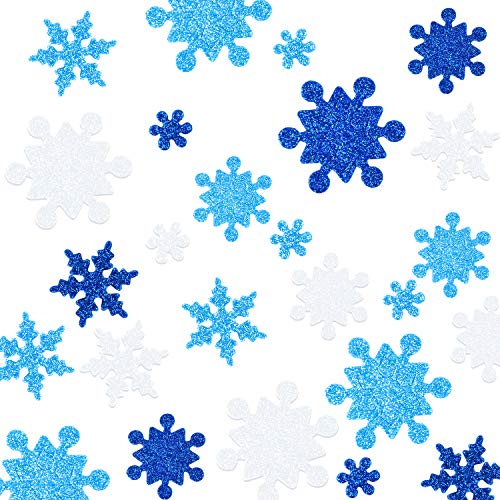 Coopay Glitter Foam Snowflake Stickers Self-Adhesive Snowflake