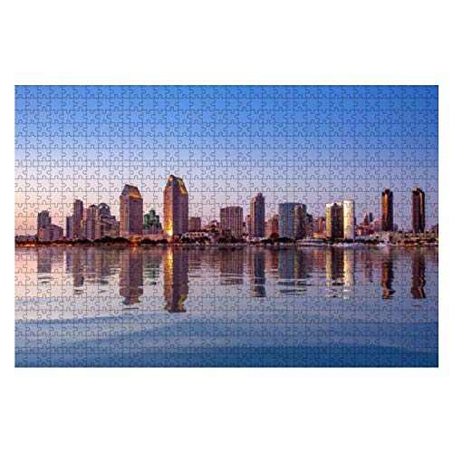 Wooden Puzzle 1000 Pieces san Diego Skyline at Sunset from Coronado Skylines and Pictures Jigsaw Puzzles for Children or Adults Educational Toys Decompression Game
