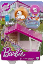 Load image into Gallery viewer, Barbie Mini Playset with 2 Pet Puppies, Doghouse and Pet Accessories, Gift for 3 to 7 Year Olds
