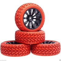 4pcs RC 601-8019 Red Rally Tires Tyre Wheel Rim For HSP 1:10 On-Road Rally Car
