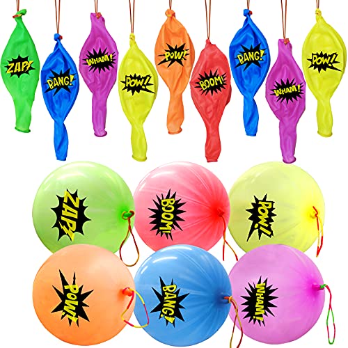 30Pack Hero Punch Balloons for Kids, Party Game Favor Supplies Decorations, Assorted Color Comic Hero Design Punch Balloons for School Classroom Game, Kids Hand Out